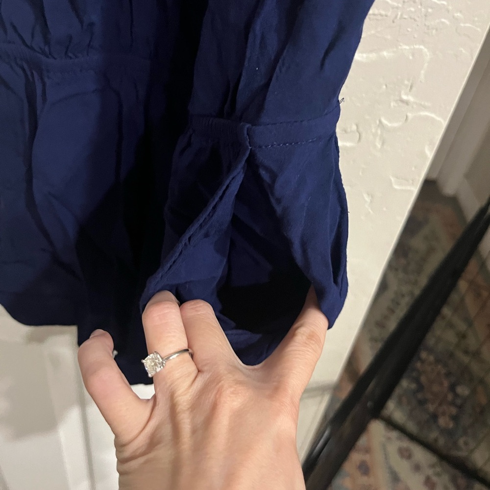 Express Deep Blue V-Neck Top - Picture 3 of 3